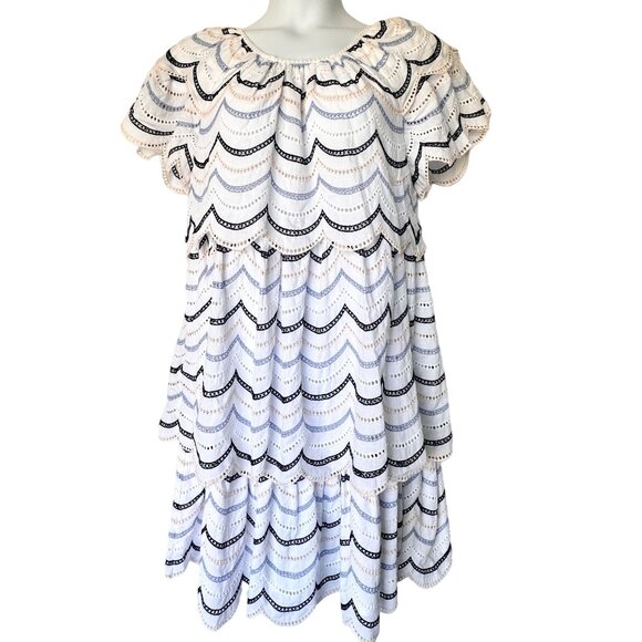 Luisa Beccaria Tiered Scalloped Dress IT 42 US 6 NWOT Milan Fashion Week - Picture 4 of 14